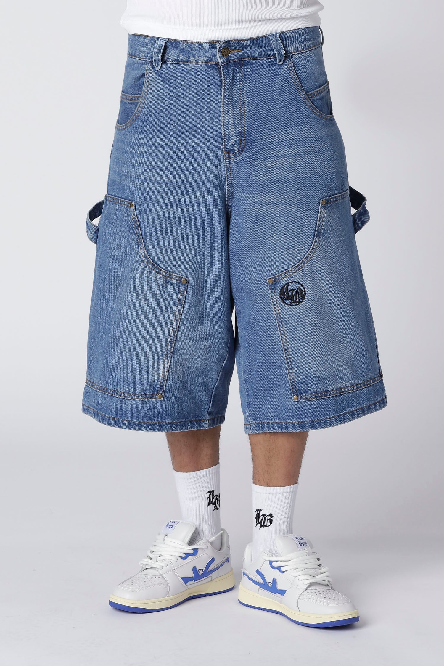 LOST BOYS CARPENTER JORTS Jorts Stonewashed Blue