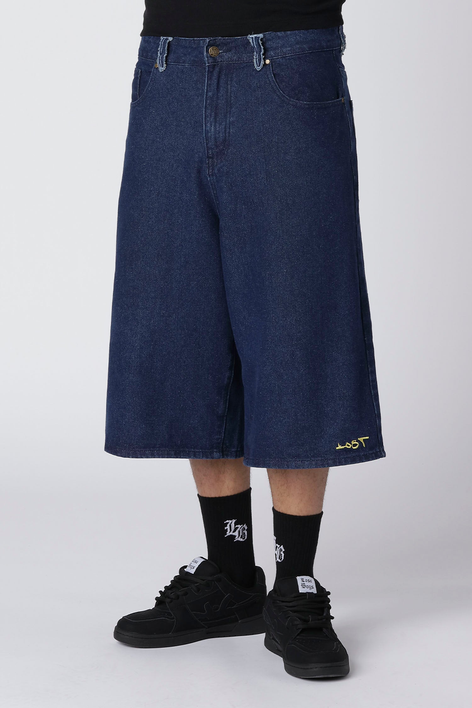 LOST BOYS EMBROIDERY JORTS Jorts Indigo Blue