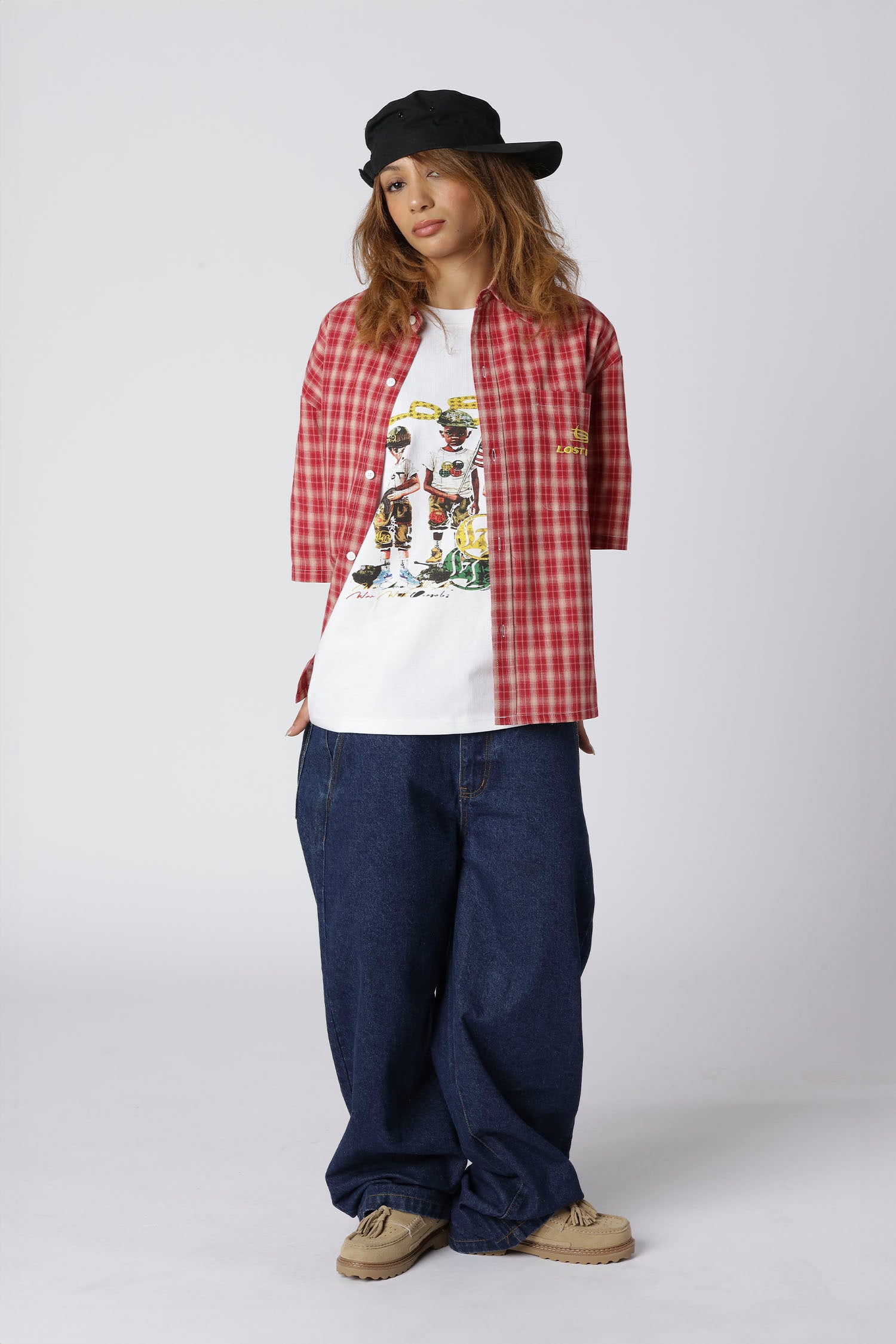 LOST BOYS SHORT SLEEVED SHIRT Shirt Red Tartan