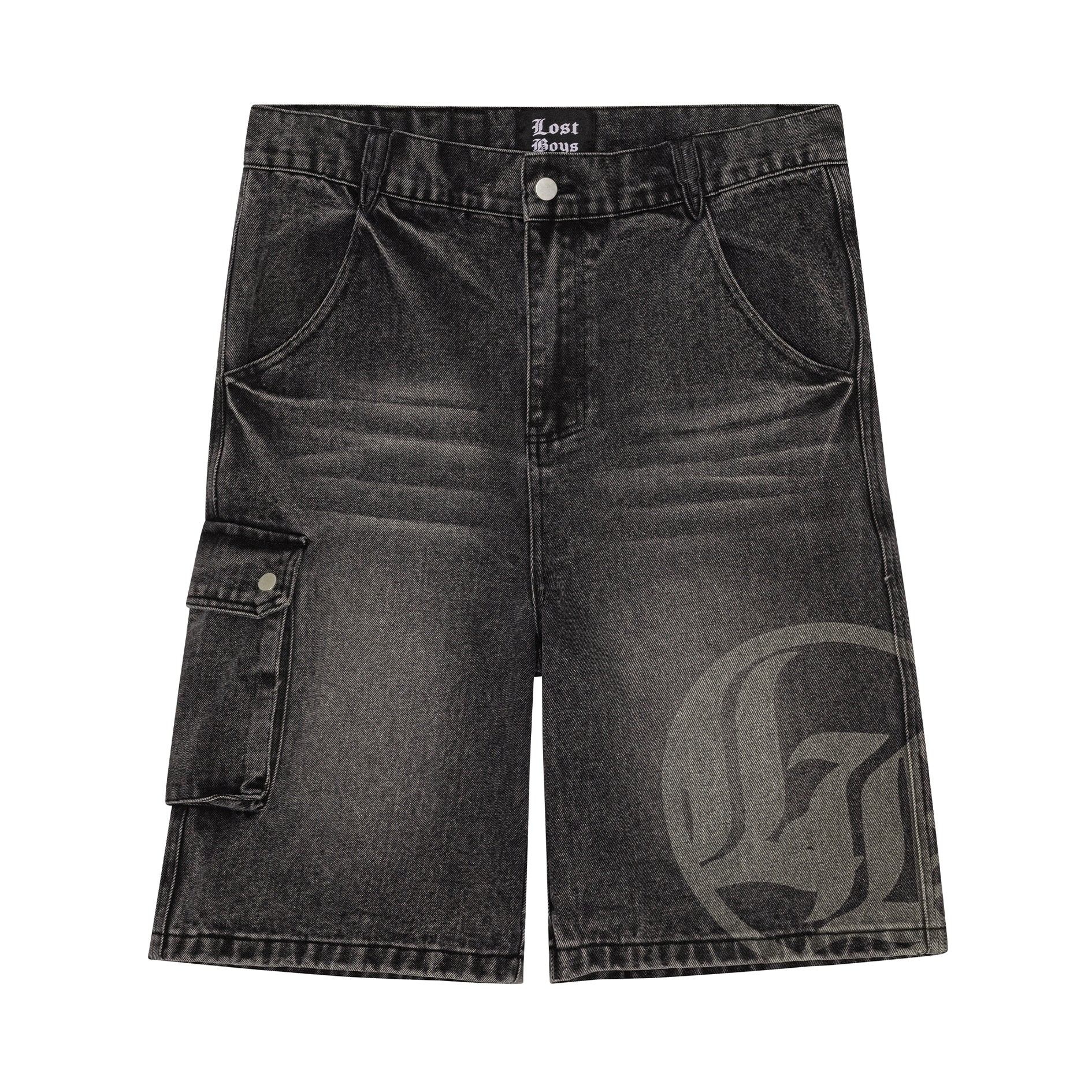 LOGO WASHED JORTS - BLACK