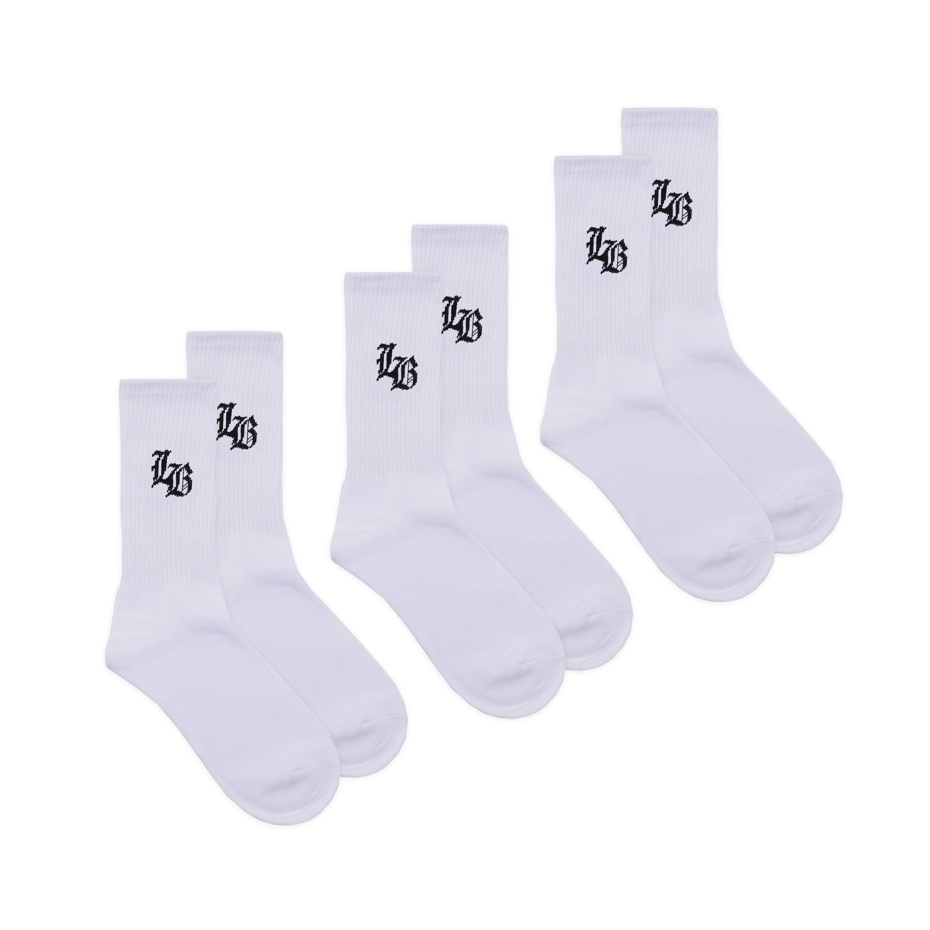 WHITE LB SOCKS (3-PACK)