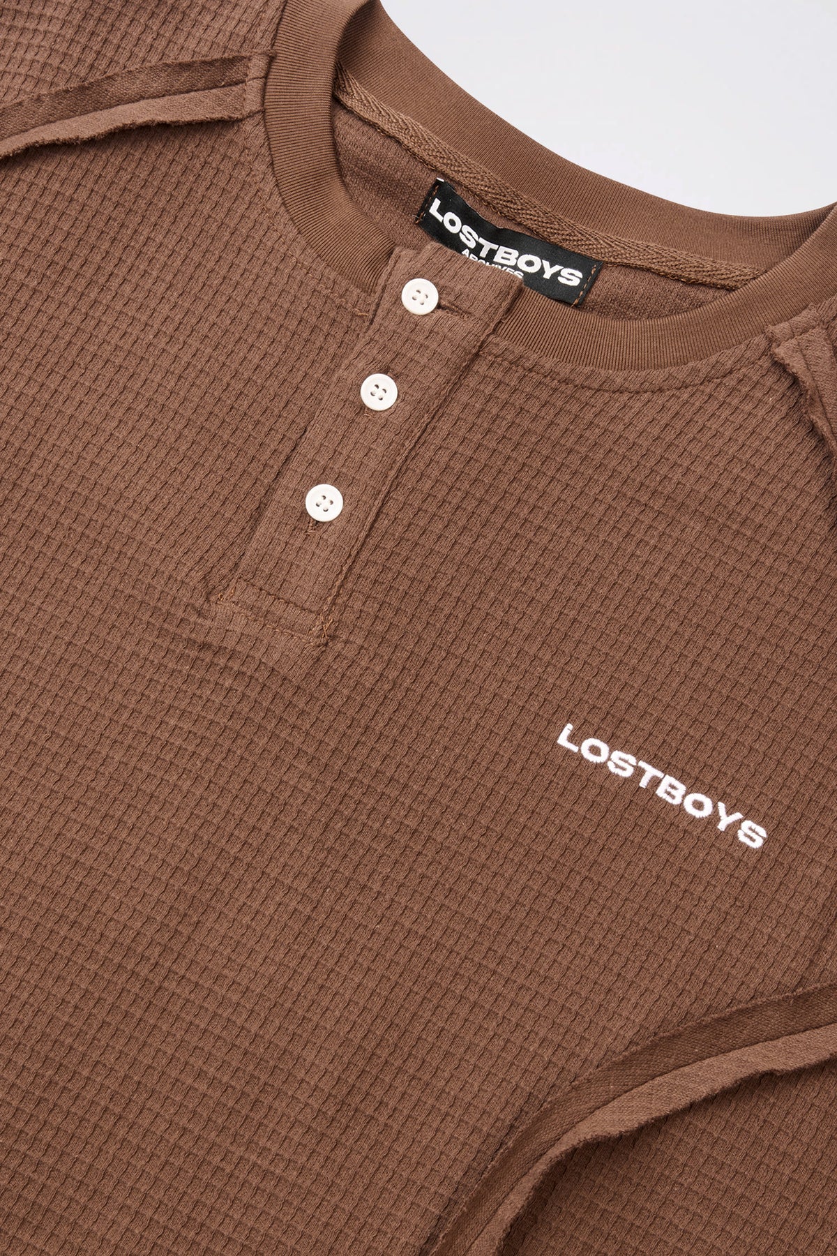 LOST BOYS HENLEY WAFFLE TEE T-Shirt Brown