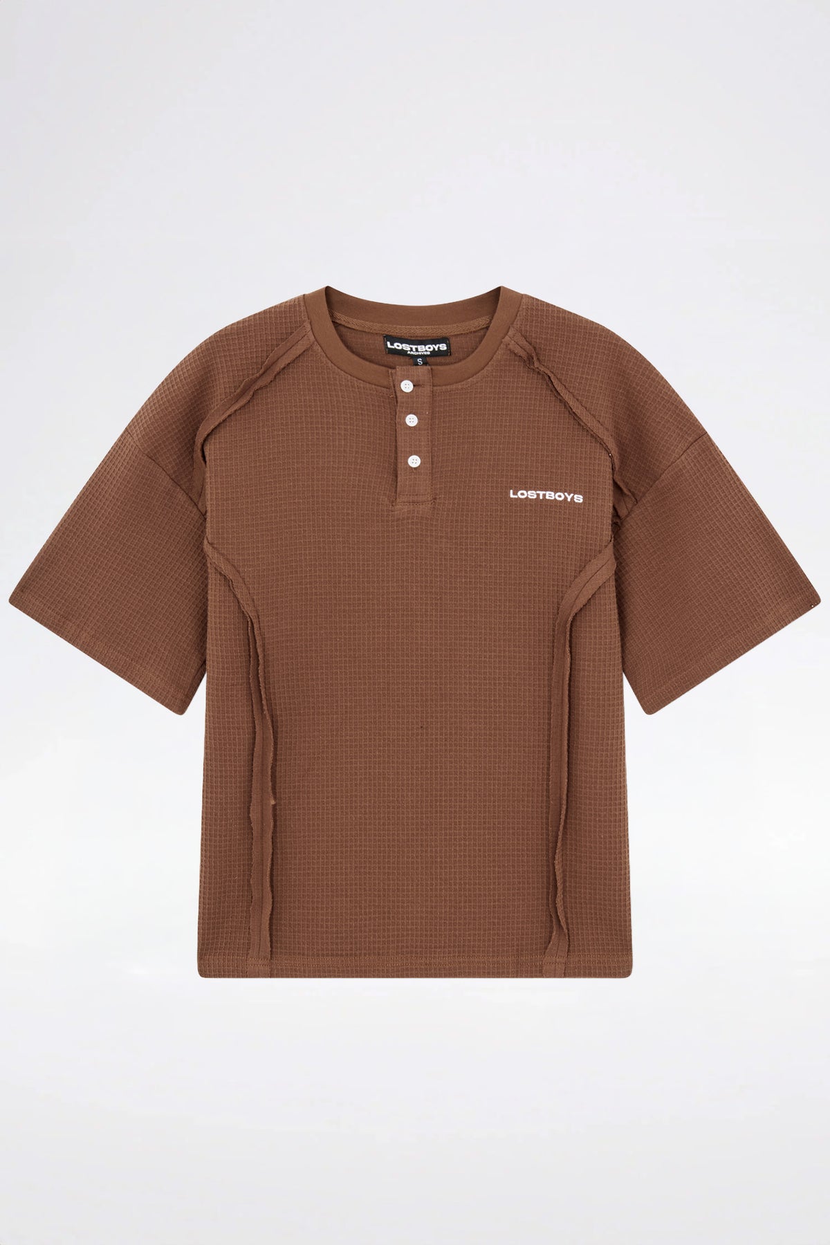 LOST BOYS HENLEY WAFFLE TEE T-Shirt Brown
