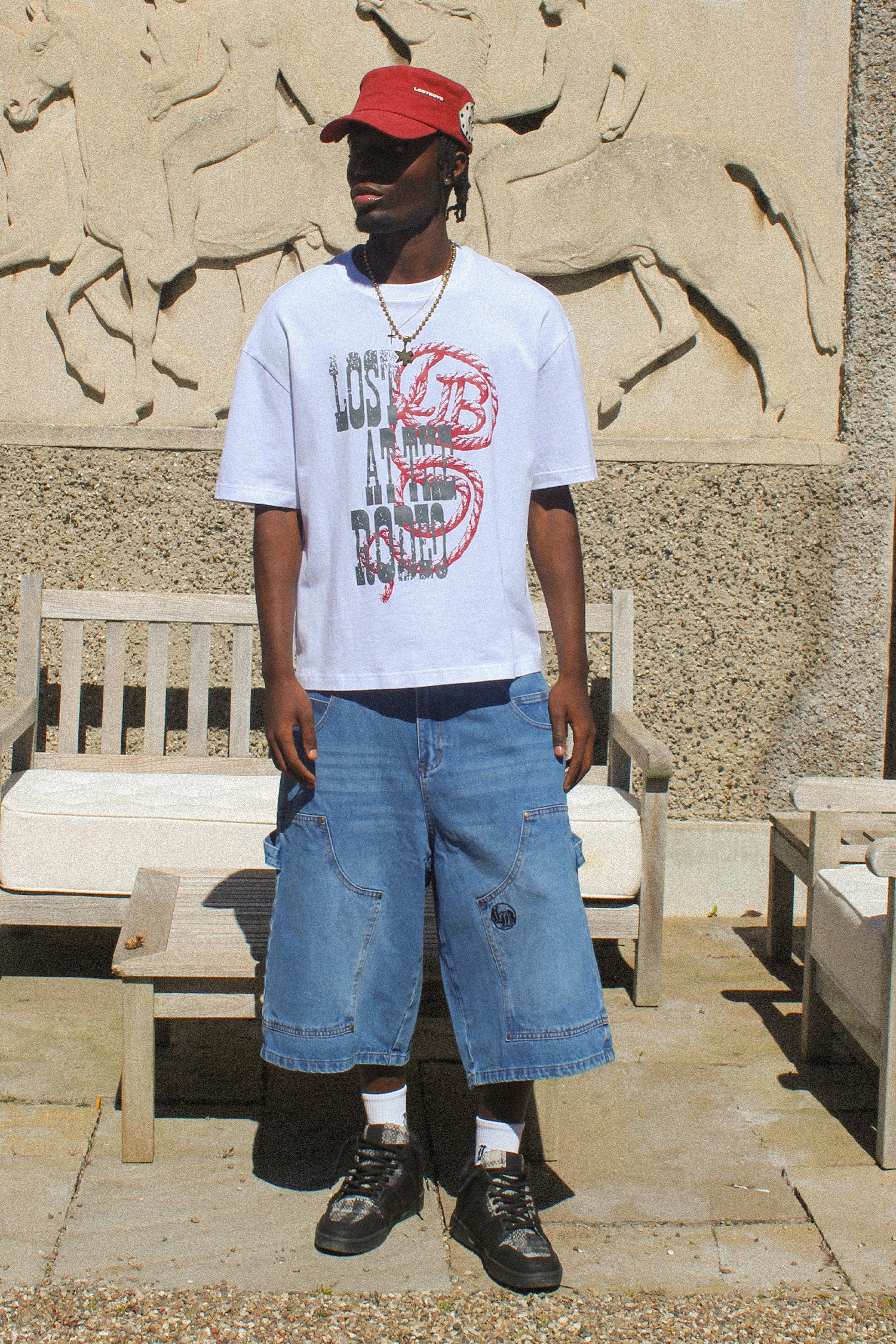 LOST BOYS CARP3NT3R JORTS Jorts Stonewashed Blue