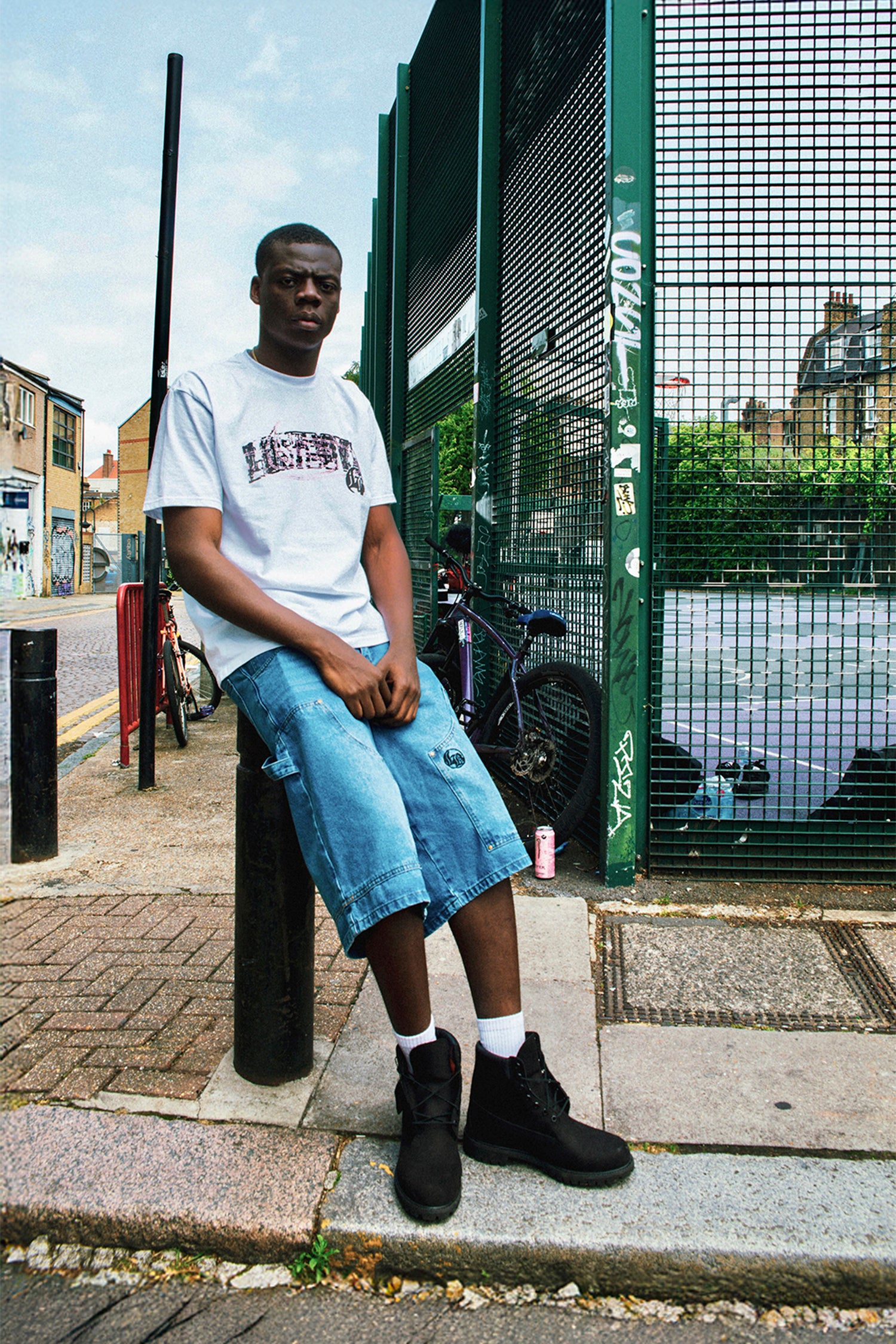 LOST BOYS CARPENTER JORTS Jorts Stonewashed Blue