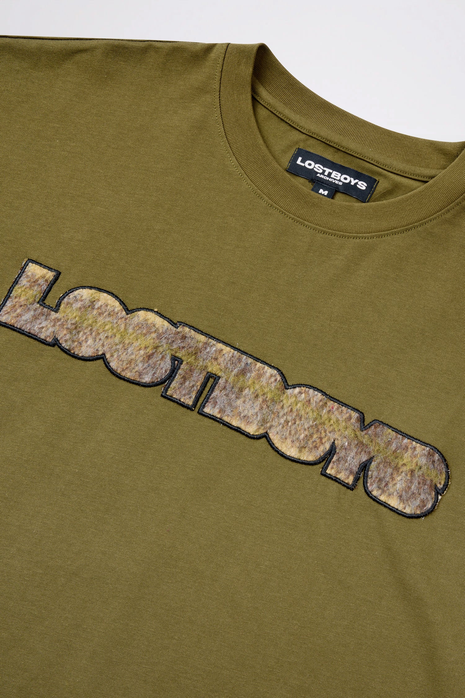 LOST BOYS CHECKERED SCRIPT TEE T-Shirt Moss Green