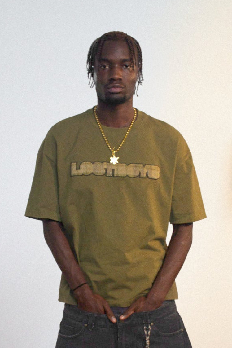 LOST BOYS CHECKERED SCRIPT TEE T-Shirt Moss Green