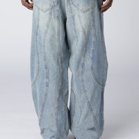 LOST BOYS CURVY OUTERSEAM JEANS Jeans Stonewashed Blue