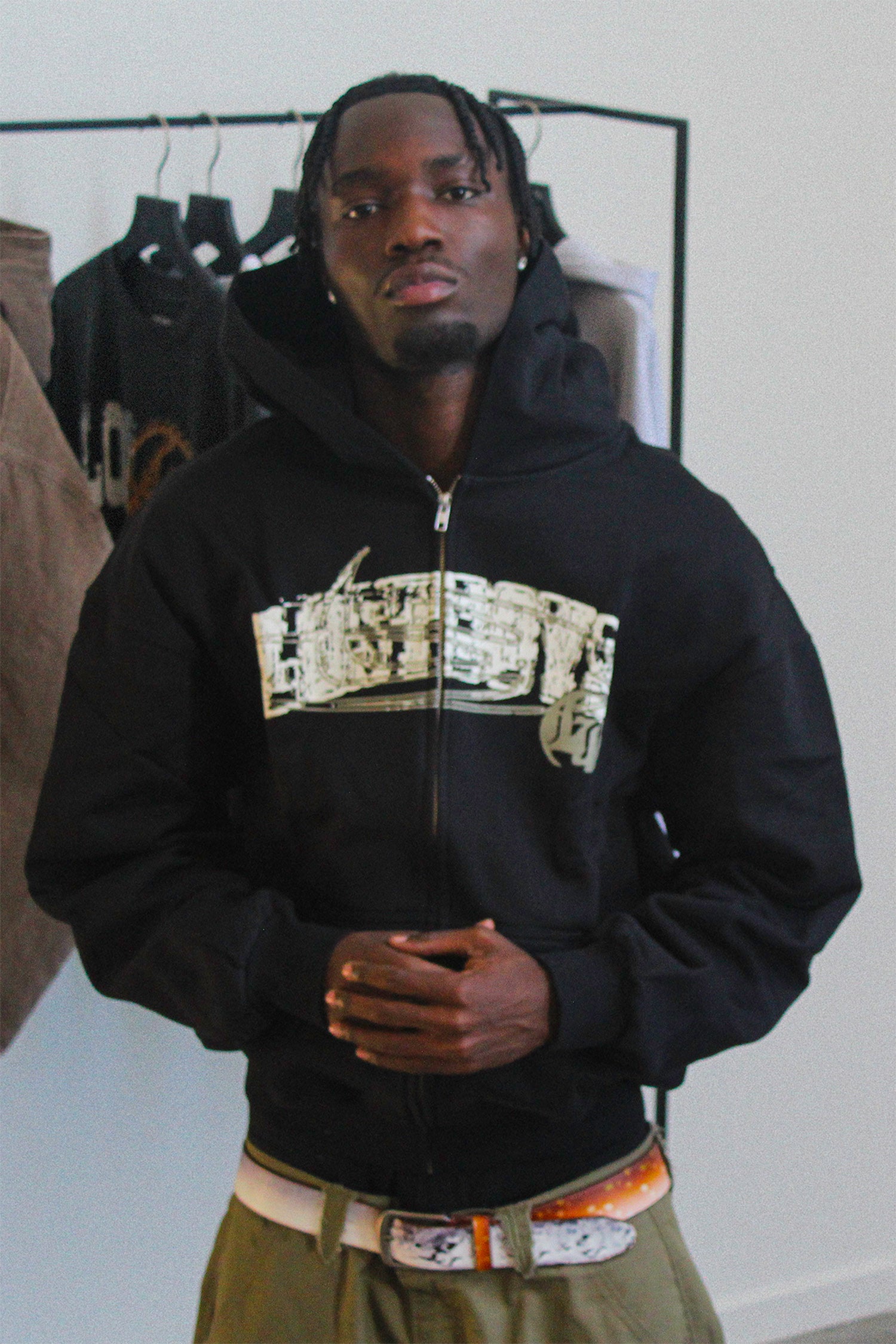 LOST BOYS DISTRORTED ZIP HOODIE Sweat Black