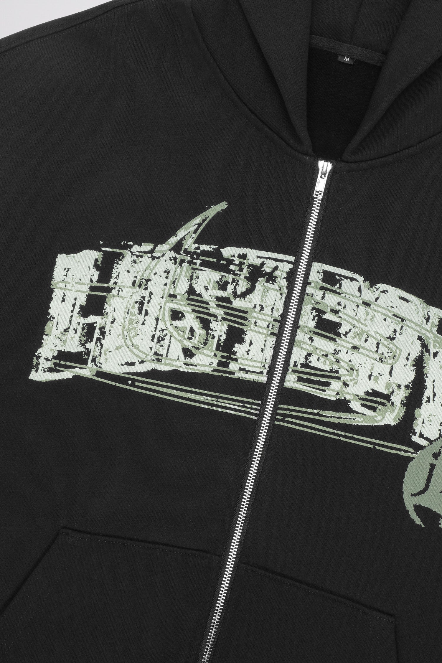 LOST BOYS DISTRORTED ZIP HOODIE Sweat Black
