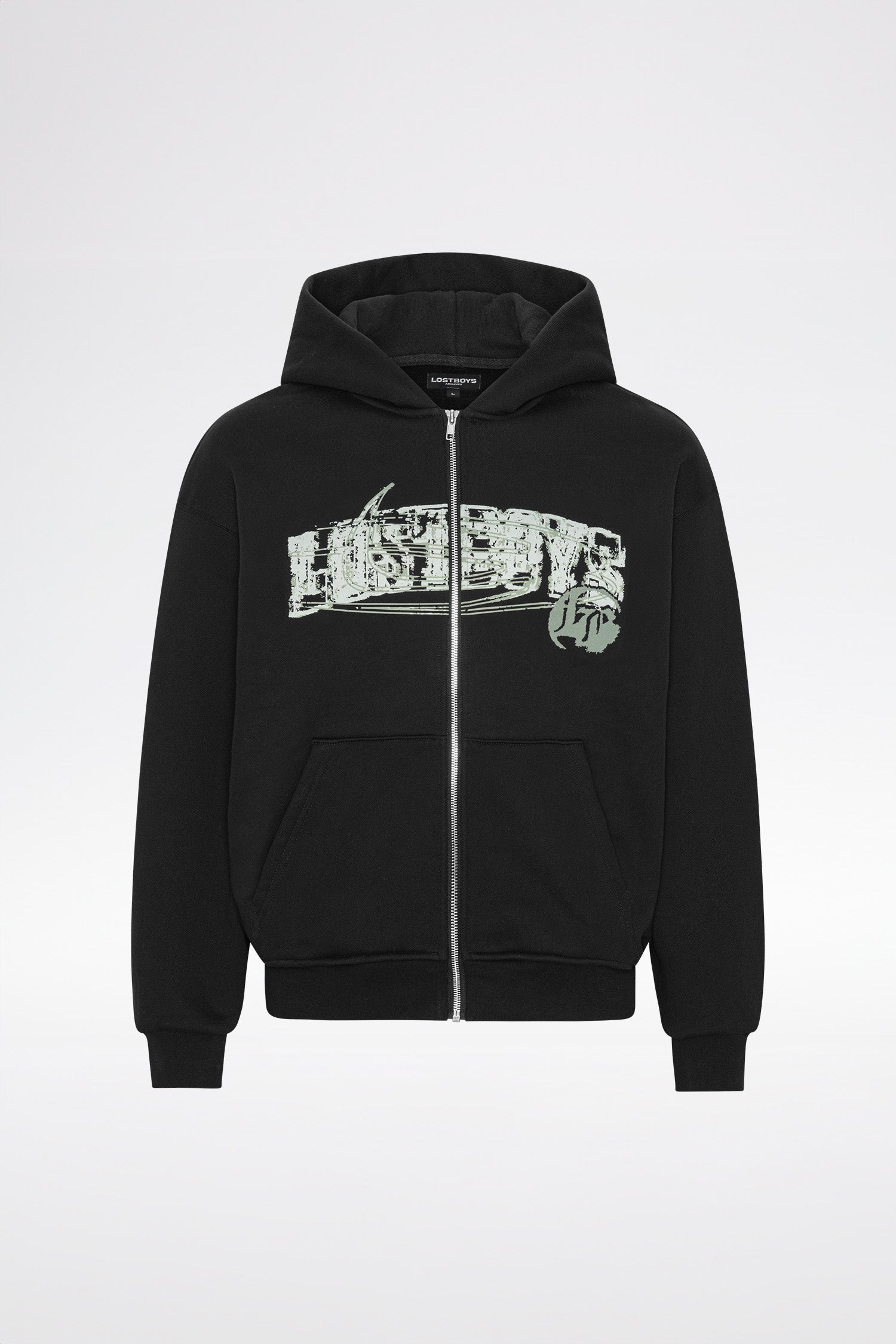 LOST BOYS DISTRORTED ZIP HOODIE Sweat Black