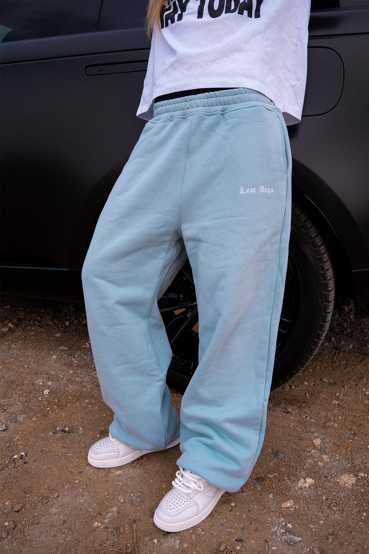 LOST BOYS EMBROIDERY LOGO JOGGERS Joggers Clear blue