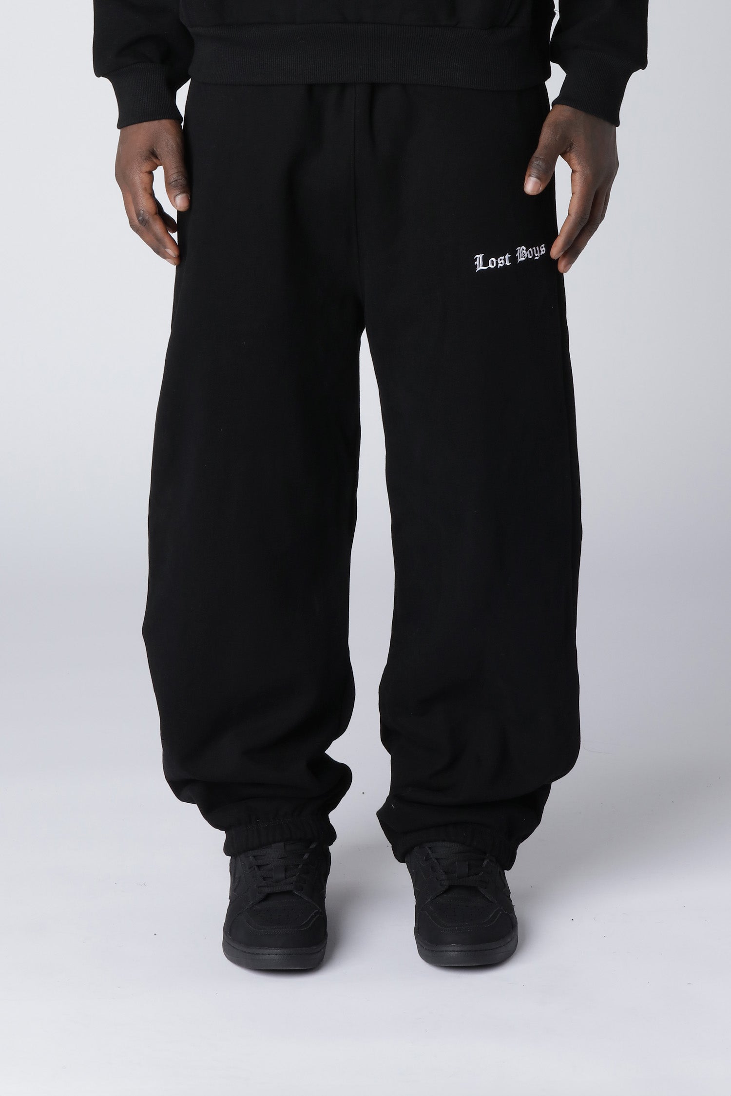 LOST BOYS EMBROIDERY LOGO JOGGERS Pants Black
