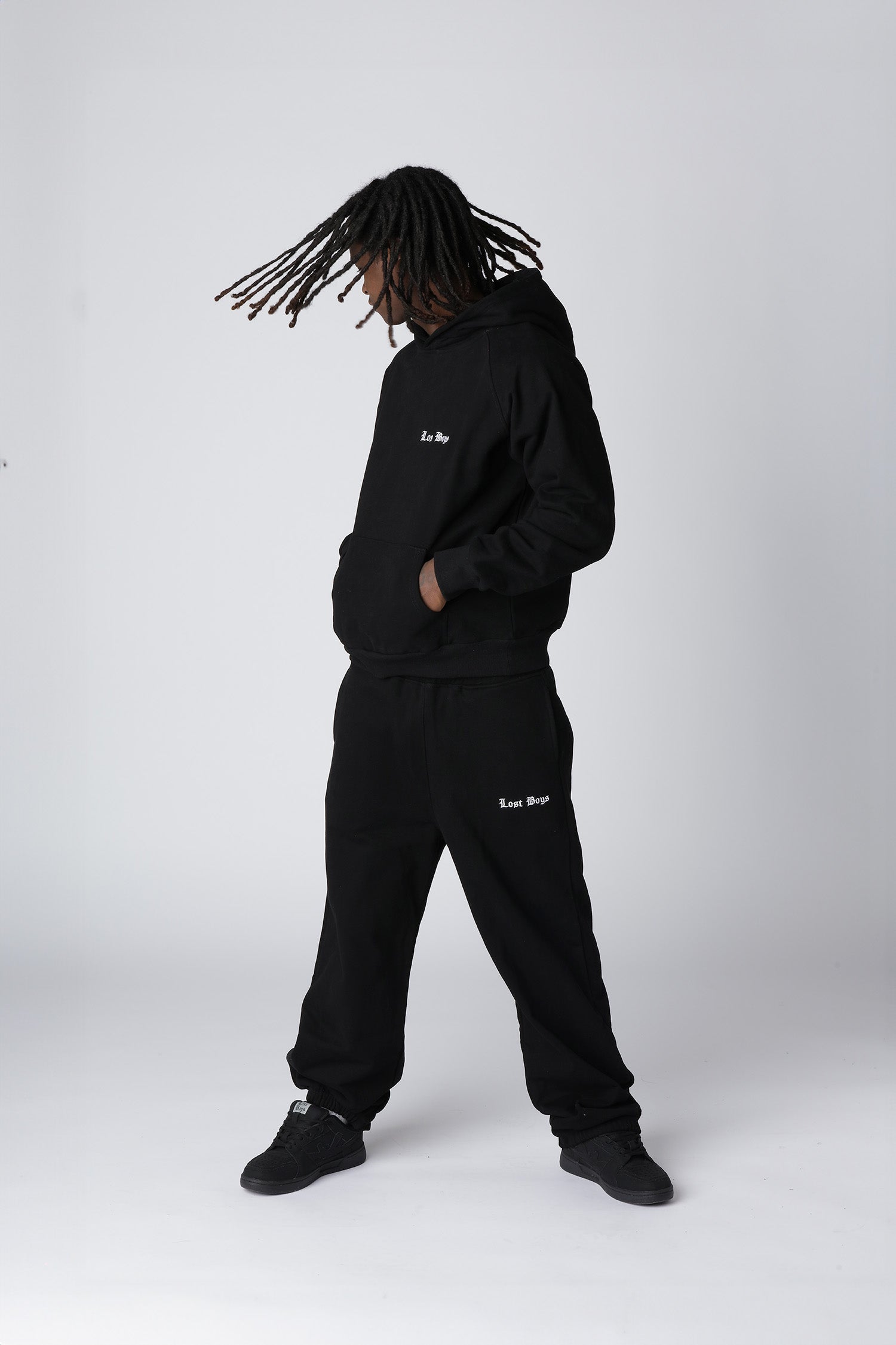 LOST BOYS EMBROIDERY LOGO JOGGERS Pants Black