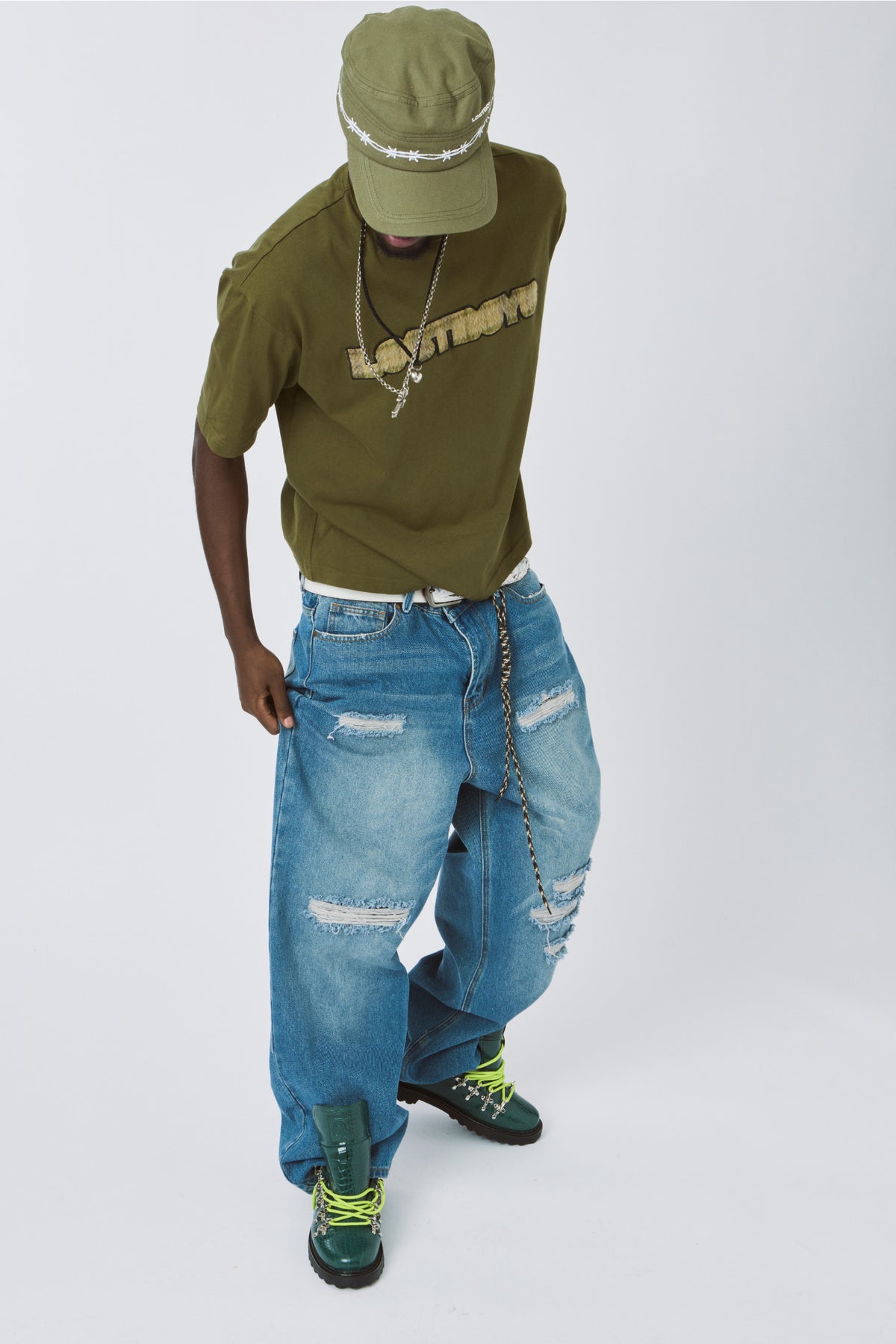 LOST BOYS FRAYED 180 JEANS Jeans Stonewashed Blue