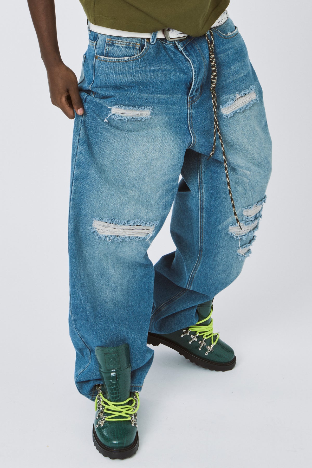 LOST BOYS FRAYED 180 JEANS Jeans Stonewashed Blue