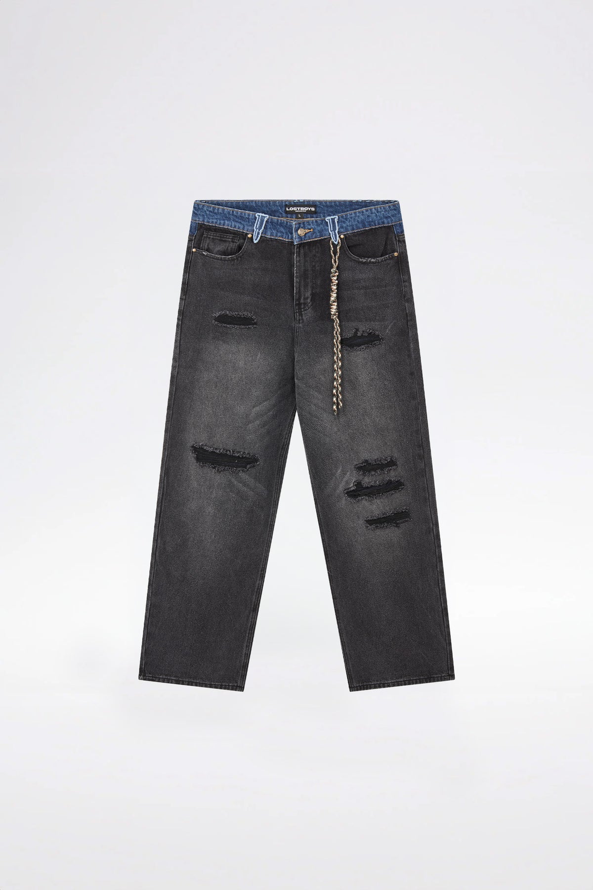LOST BOYS FRAYED 180 JEANS Jeans Stonewashed Black