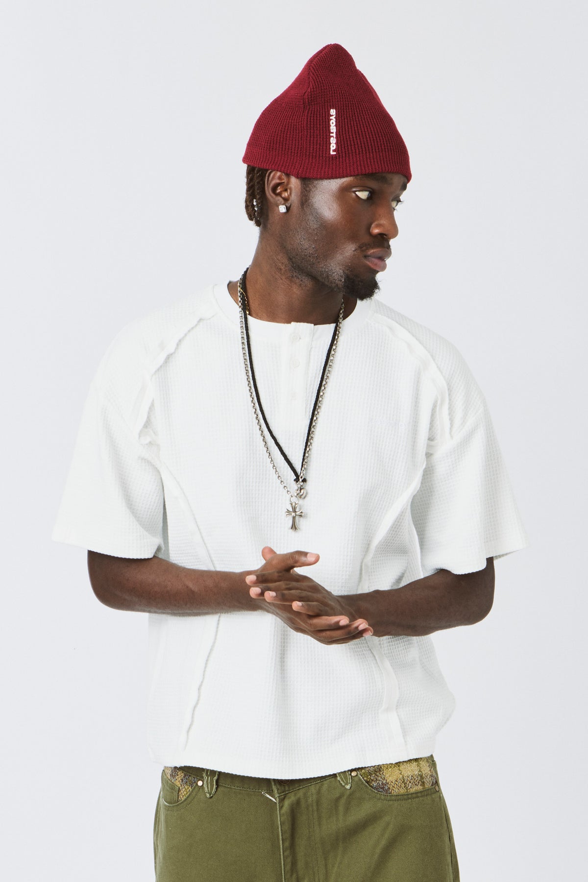 LOST BOYS HENLEY WAFFLE TEE T-Shirt White