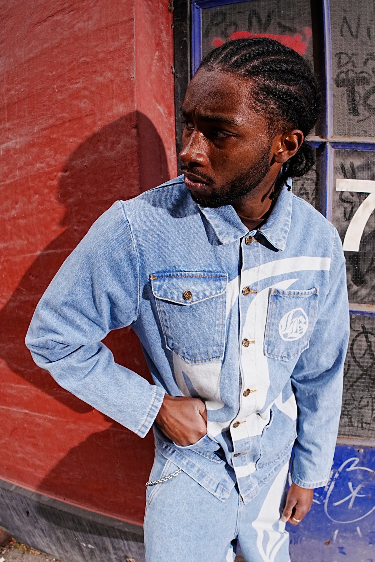 LOST BOYS LOGO DENIM JACKET Jacket Light Blue