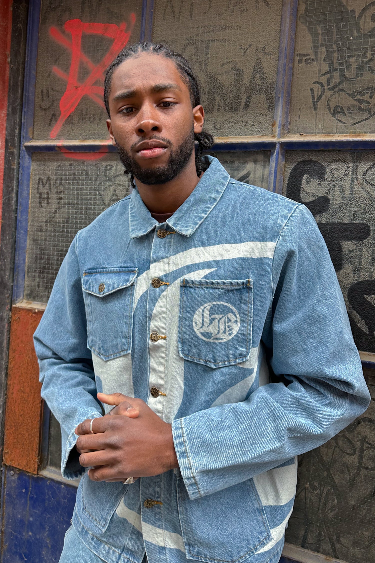 LOST BOYS LOGO DENIM JACKET Jacket Light Blue