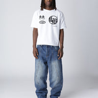 LOST BOYS OUTERSEAM LOGO JEANS Jeans Stonewashed Indigo Blue