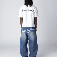 LOST BOYS OUTERSEAM LOGO JEANS Jeans Stonewashed Indigo Blue
