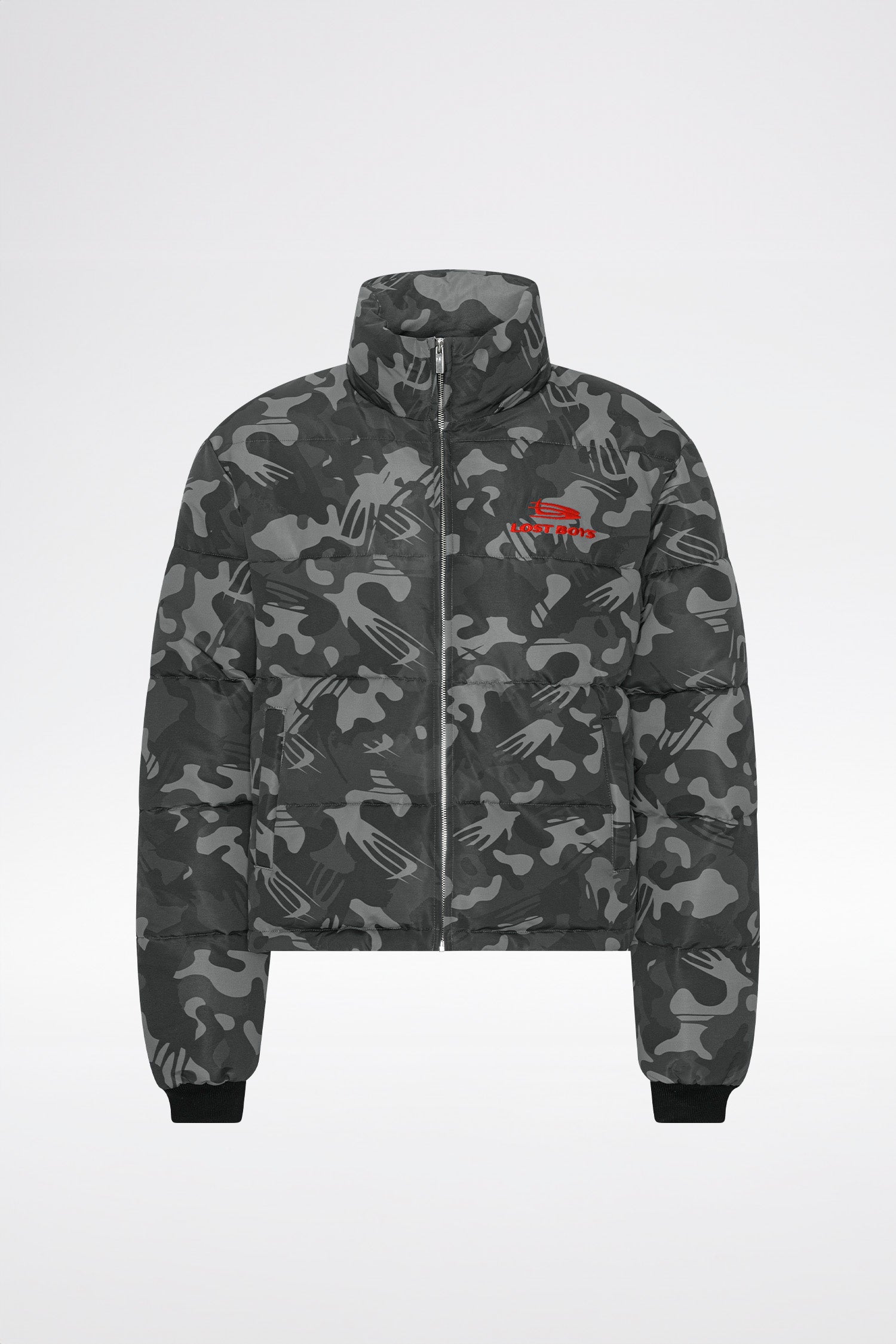 LOST BOYS PUFFER JACKET Jacket Black Logo Camouflage