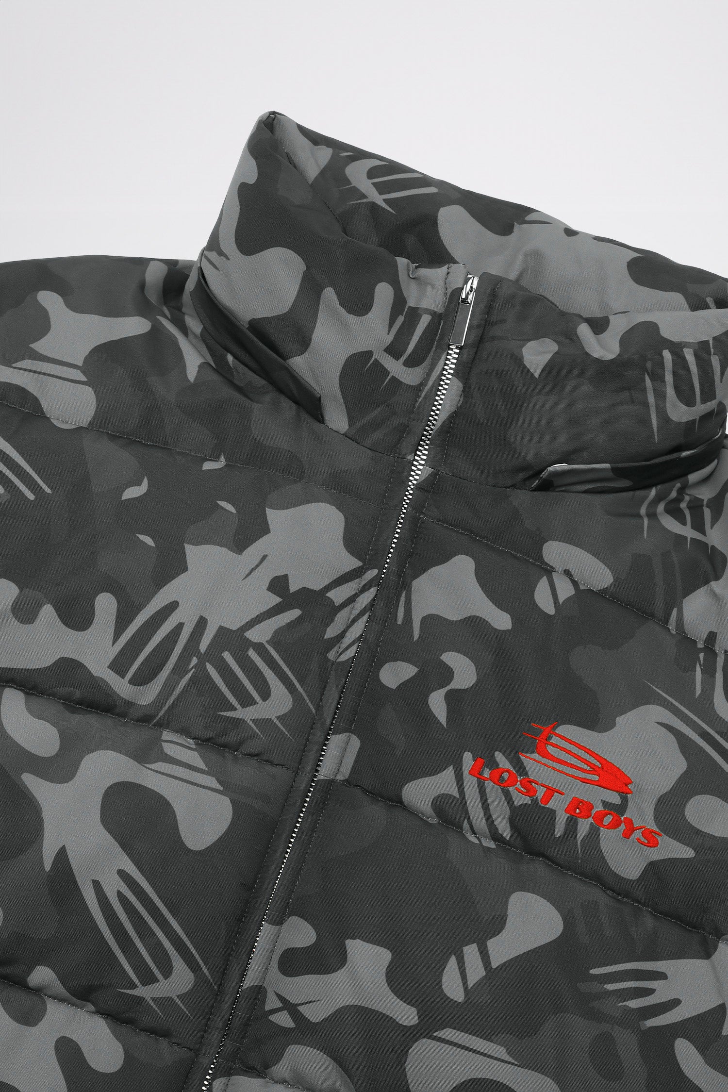 LOST BOYS PUFFER JACKET Jacket Black Logo Camouflage