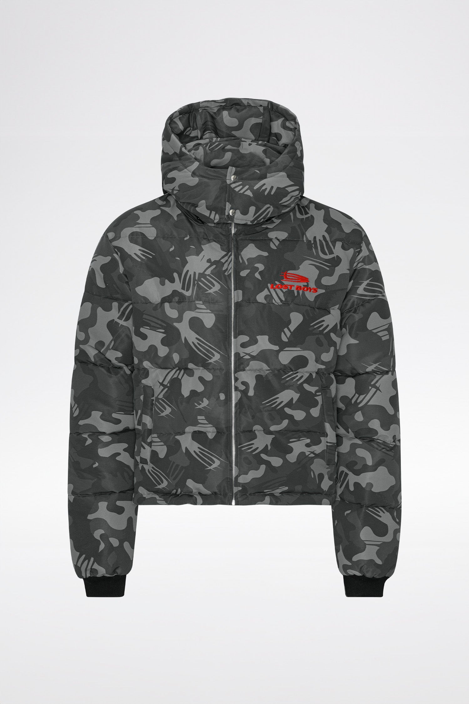 LOST BOYS PUFFER JACKET Jacket Black Logo Camouflage