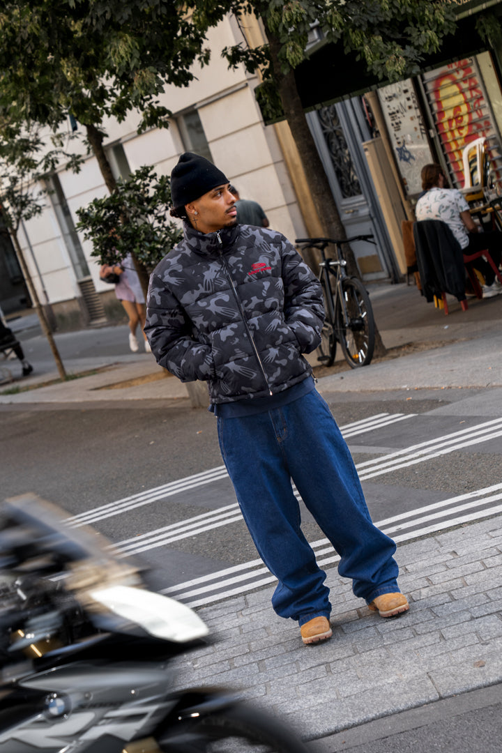 LOST BOYS PUFFER JACKET Jacket Black Logo Camouflage