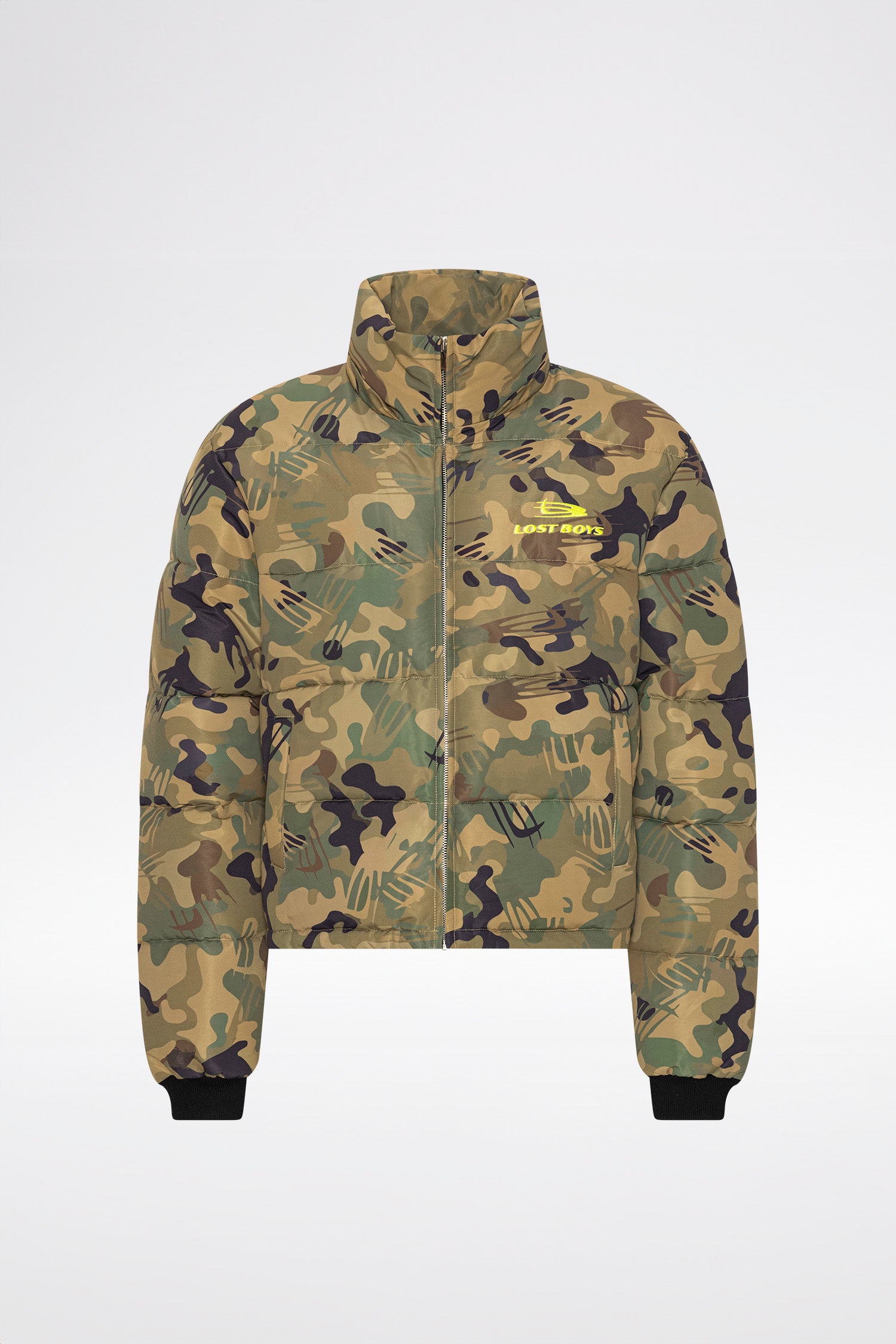 LOST BOYS PUFFER JACKET Jacket Green Logo Camouflage