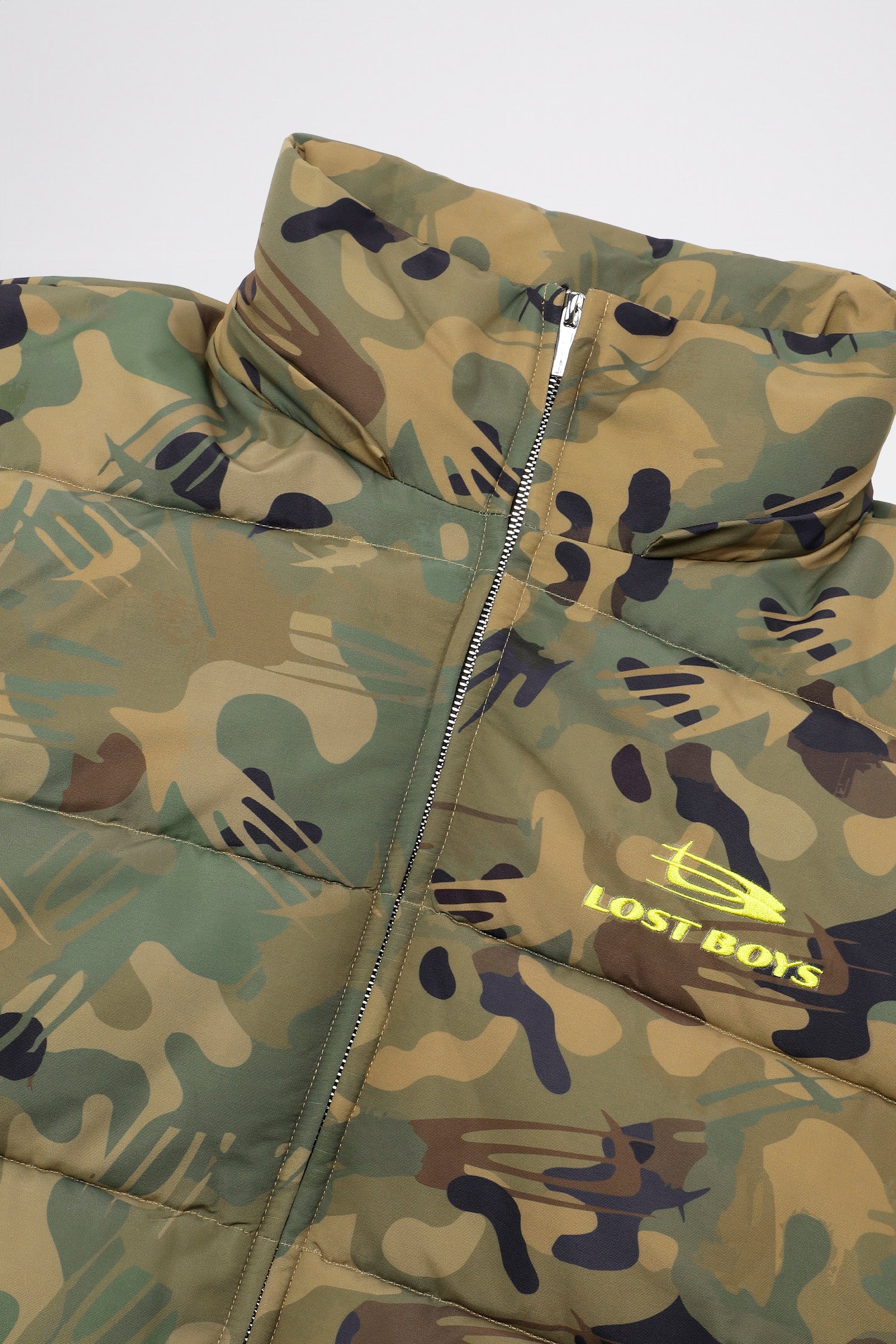 LOST BOYS PUFFER JACKET Jacket Green Logo Camouflage