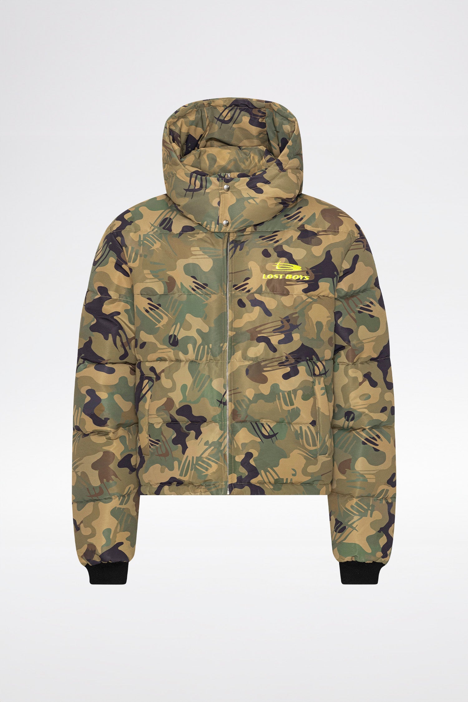 LOST BOYS PUFFER JACKET Jacket Green Logo Camouflage