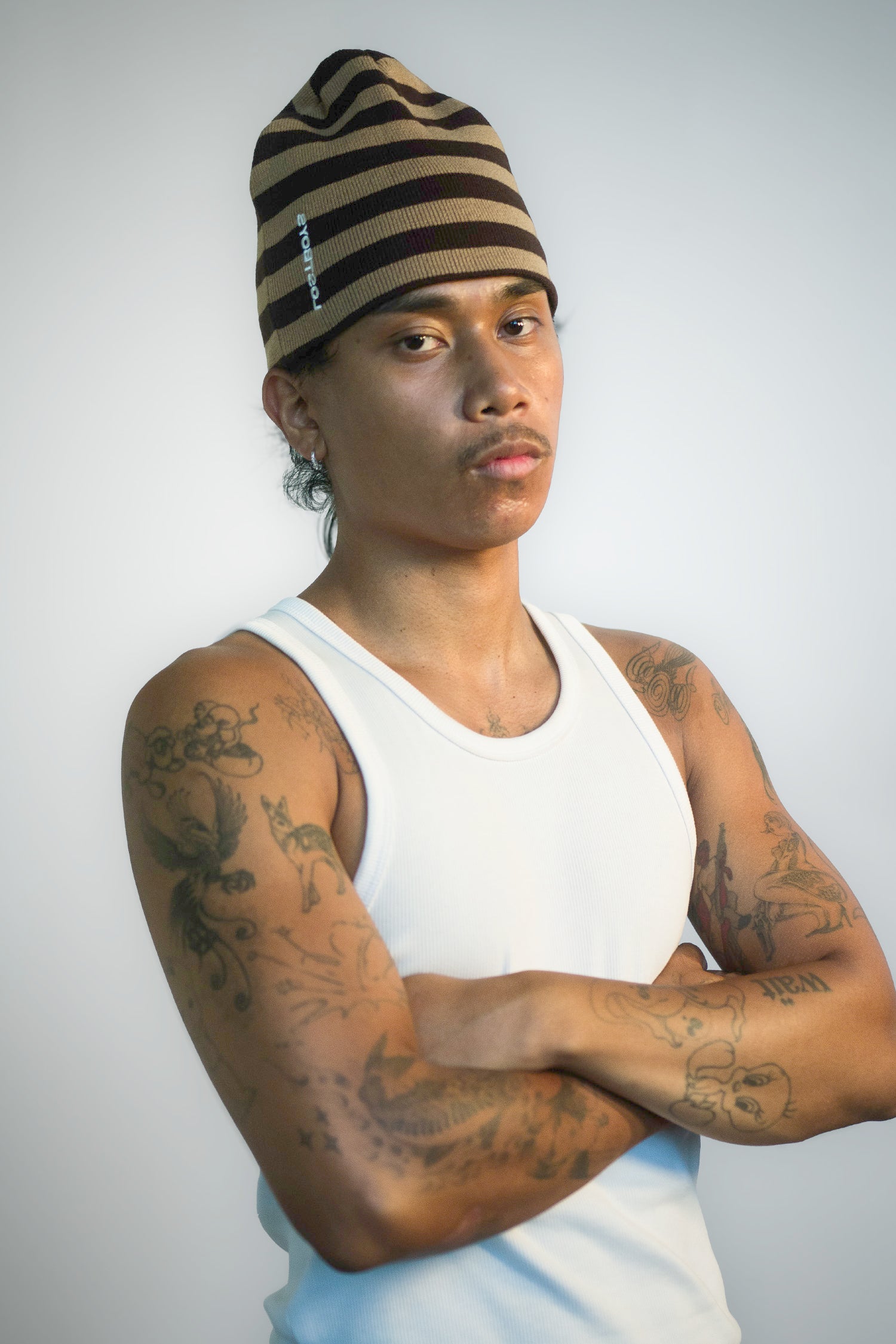 LOST BOYS STRIPE KNIT BEANIE Beanie Brown